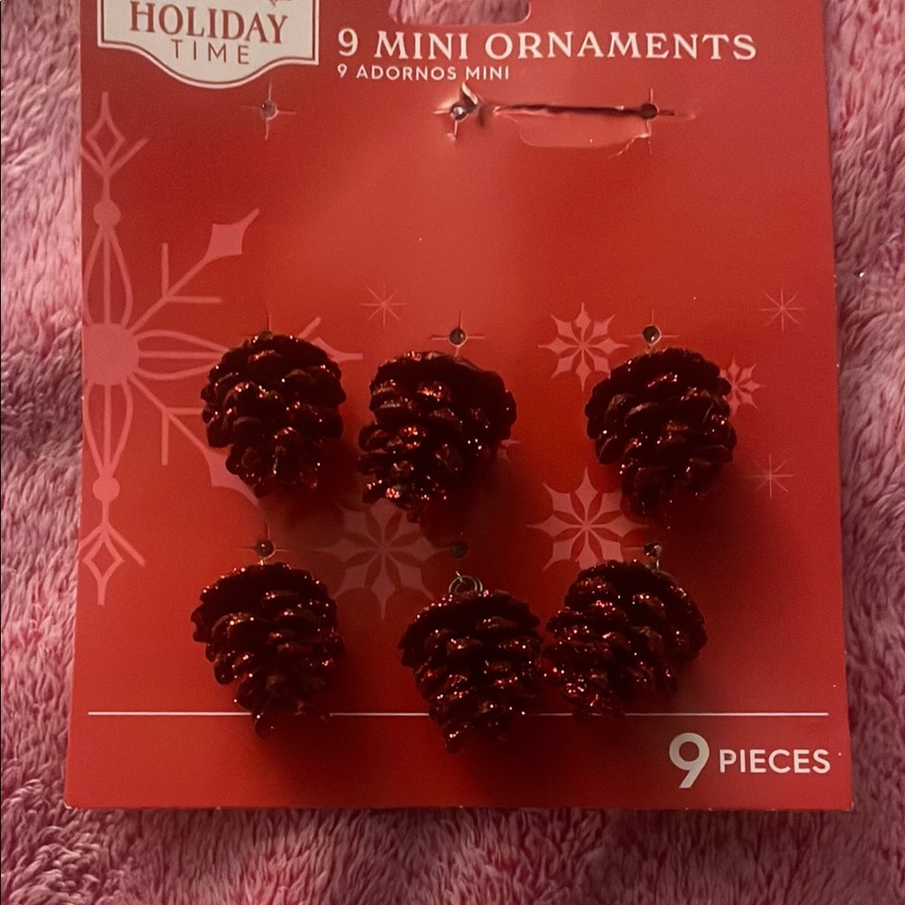 Holiday Time Glittery Red Pinecone Ornaments